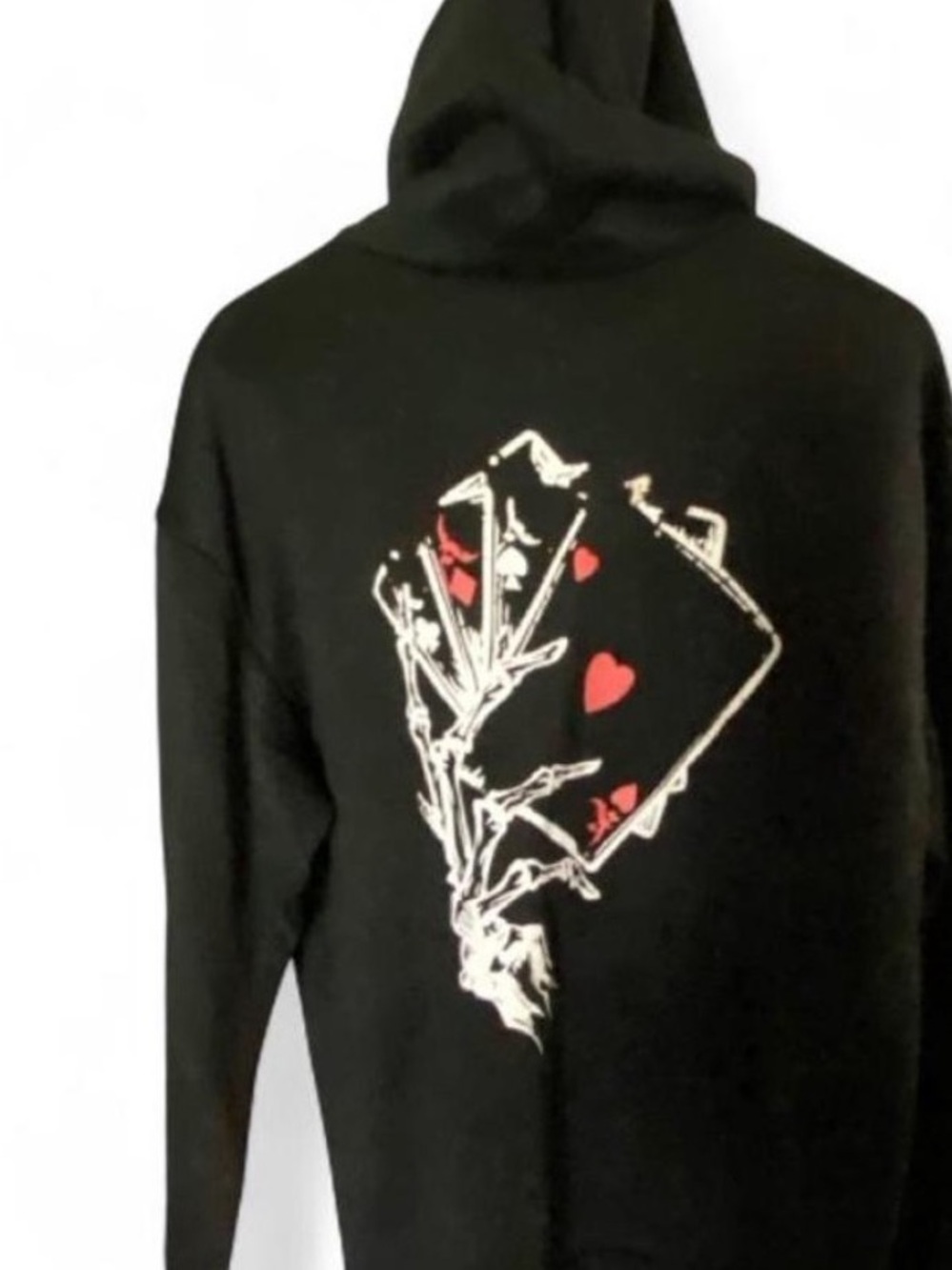 Men's Black Graphic Hoodie Sweater w Skeleton hand